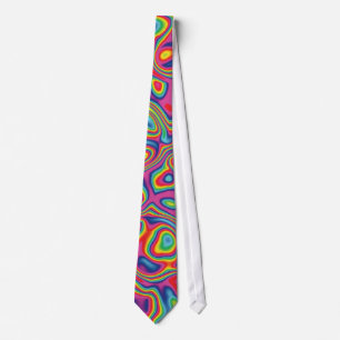 Psychedelic regnbågeoljamönster slips