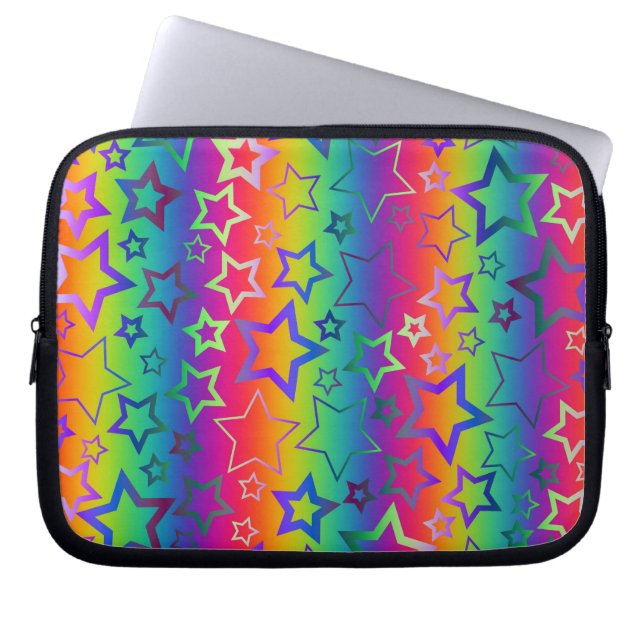 Psychedelic regnbågestjärnor laptop fodral (Framsidan)