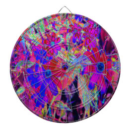Psychedelic Retro Crimson och Magenta Wildblommor Darttavla