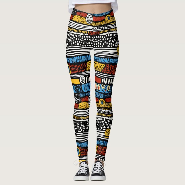 Psychedelic Retro Färg Leggings (Framsida)