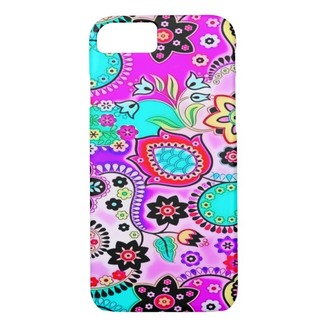 Psychedelic Retro Flowers iPhone 7 Fodral Case-Mate iPhone Skal (Baksida)