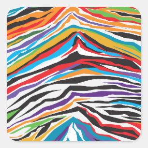Psychedelic Retro Fyrkantigt Klistermärke