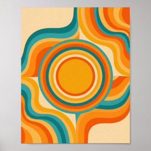 Psychedelic Retro Swirl - Modern konst i mitten av Poster