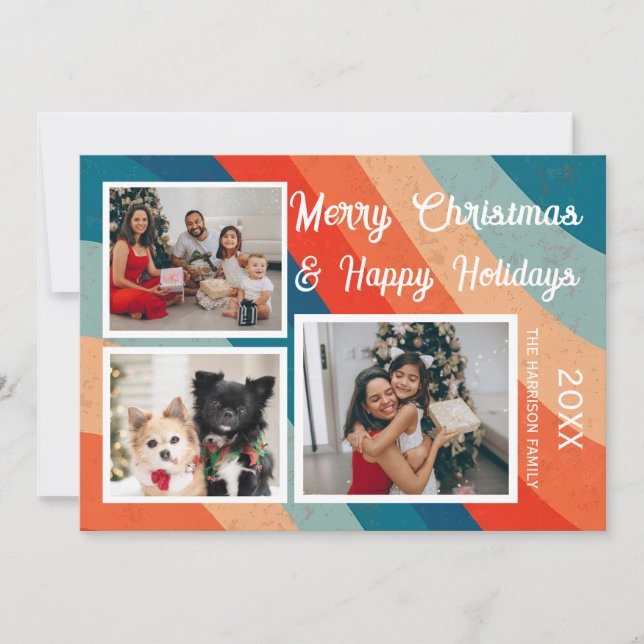 Psychedelic Retro Wave Tre foton jul Julkort (Framsida)