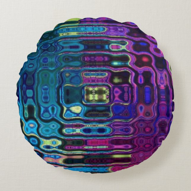 Psychedelic Ripple Effect  Rund Kudde (Framsidan)