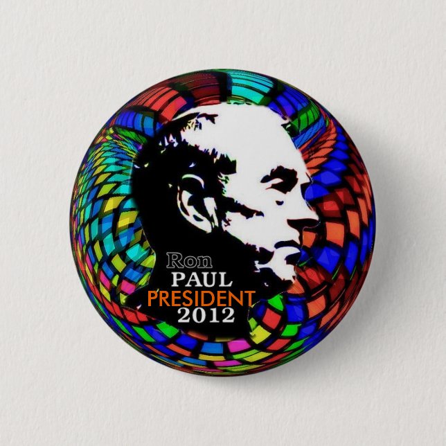 Psychedelic Ron Paul 2012 klämmer fast Knapp (Framsida)