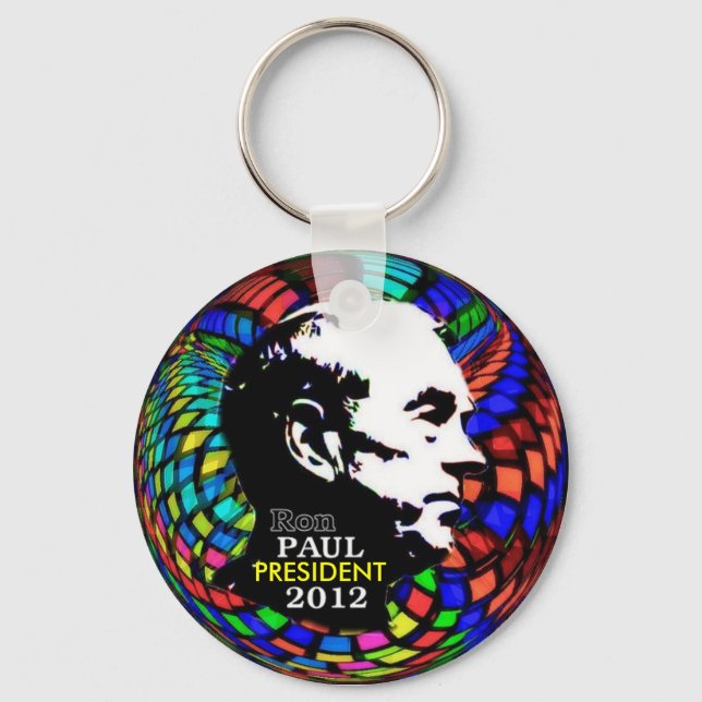 Psychedelic Ron Paul Keychain Nyckelring (Framsida)