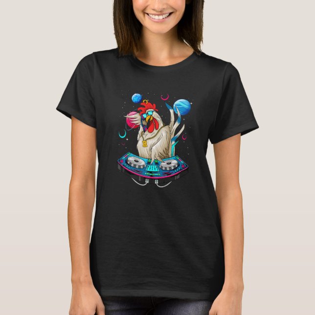 Psychedelic Rooster DJ EDM Raver Trance Music Fest T Shirt (Framsida)