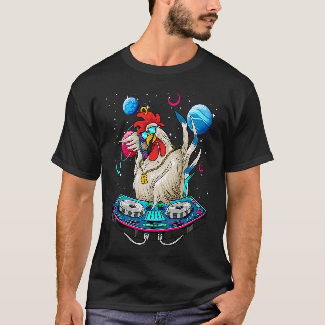 Psychedelic Rooster DJ EDM Raver Trance Music Fest T Shirt (Framsida)