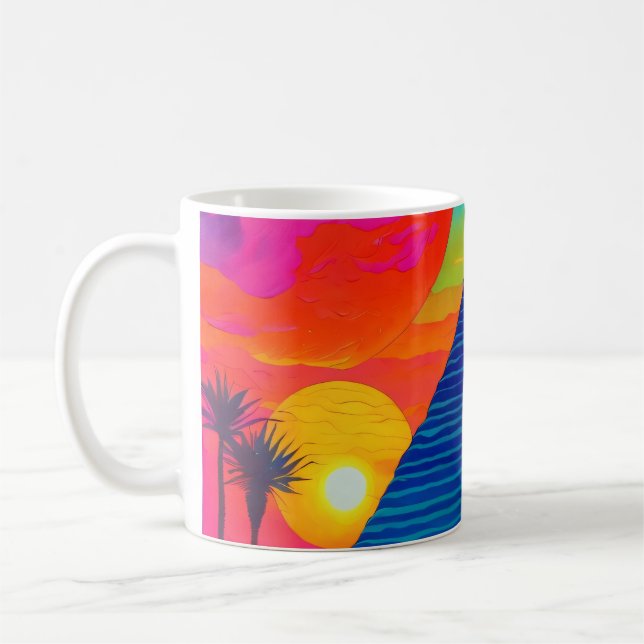 Psychedelic Rosa Pyramid Princess Kaffemugg (Vänster)