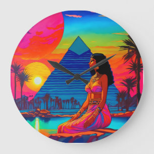 Psychedelic Rosa Pyramid Princess Stor Klocka