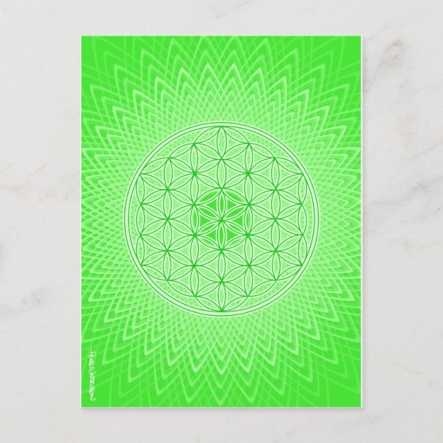 Psychedelic sakral geometrihjärtaChakra design Vykort (Framsida)