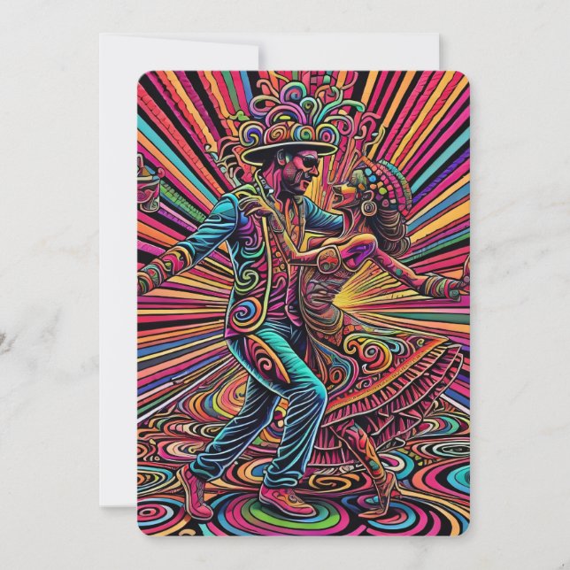 Psychedelic Salsa Tango Dancing Art Inbjudningar (Framsida)