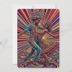 Psychedelic Salsa Tango Dancing Art Inbjudningar