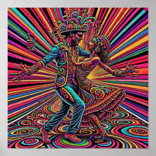 Psychedelic Salsa Tango Dancing Art Poster