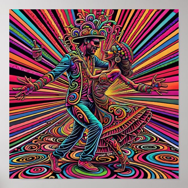 Psychedelic Salsa Tango Dancing Art Poster (Framsidan)