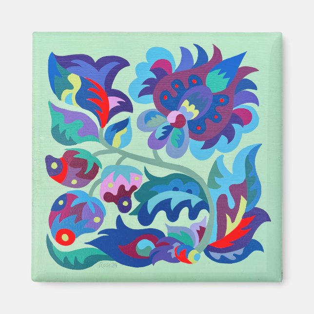 Psychedelic Samchykivka Summer Strawbär Magnet (Framsidan)