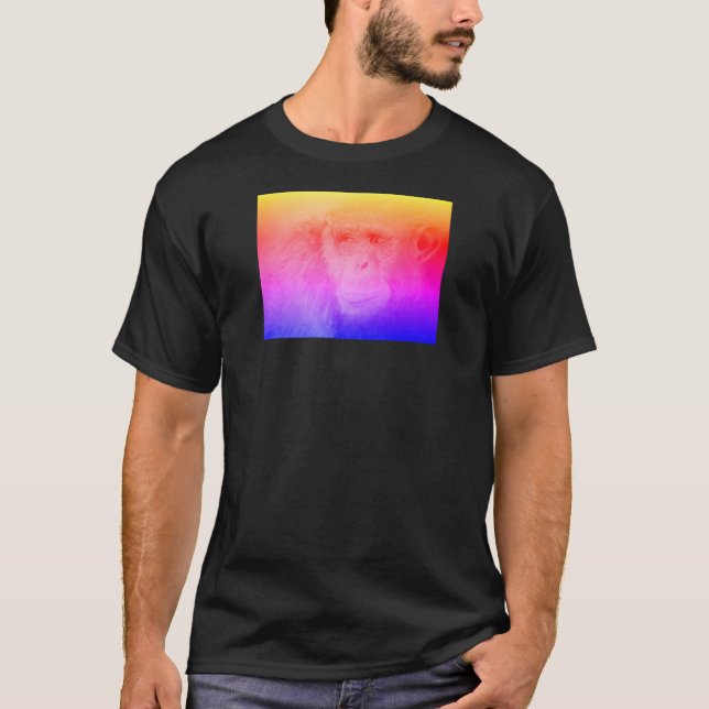 Psychedelic schimpansskjortasvart man t shirt (Framsida)