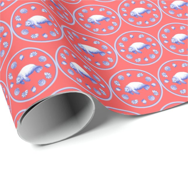 Psychedelic Sea Cow  Wrapping Paper Presentpapper (Rullad Hörn)