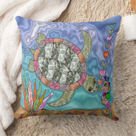Psychedelic Sea Turtle Seahorse Kiss Kudde
