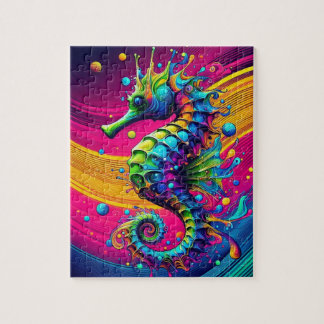 Psychedelic Seahorse Puzzle – Vibrant Ocean Challe Pussel