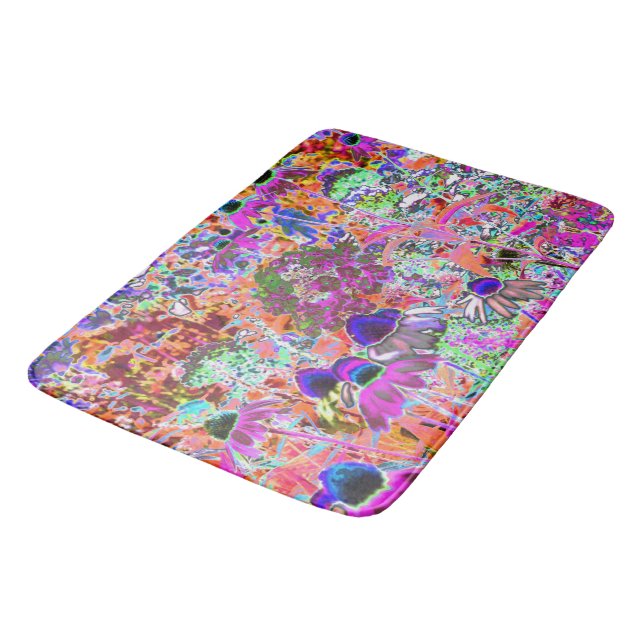 Psychedelic Shock rosa and Lime Green Garden Flowe Badrumsmatta (Vinklad)