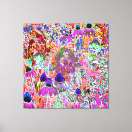 Psychedelic Shock rosa and Lime Green Garden Flowe Canvastryck