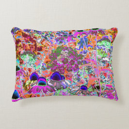 Psychedelic Shock rosa and Lime Green Garden Flowe Prydnadskudde