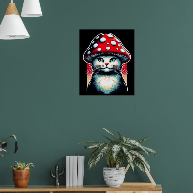 Psychedelic Shroom Cat - Amanita Guardian Poster (Vardagsrum 1)