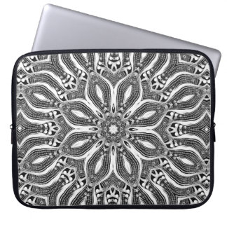 Psychedelic Silver Serpent Geometric Mandala Laptop Fodral