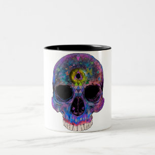 Psychedelic skallemugg för tredje öga Två-Tonad mugg