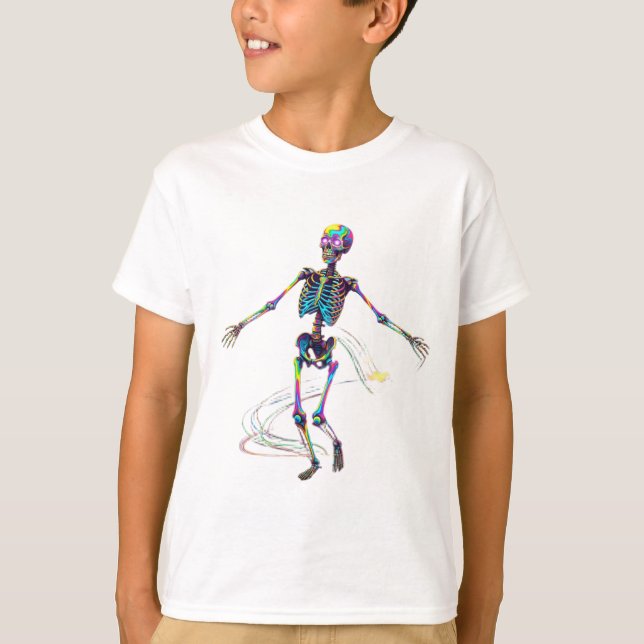Psychedelic Skeleton Dance T Shirt (Framsida)