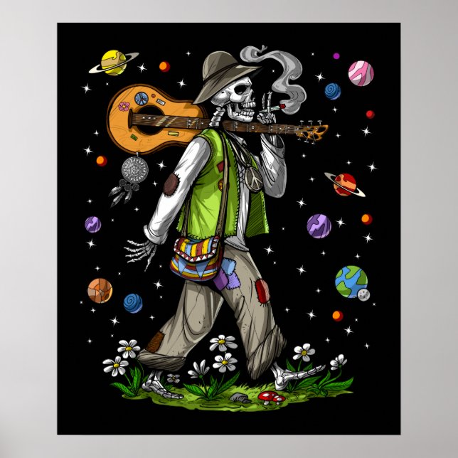 Psychedelic Skeleton Hippie Poster (Framsidan)