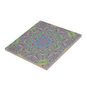 Psychedelic skraj blom- Kaleidoscopemönster för Kakelplatta