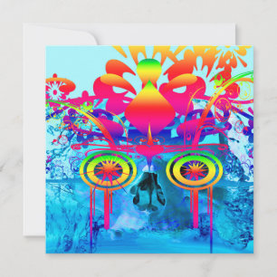Psychedelic Skull Kort