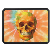 Psychedelic Skull Tie-Dye Trailer Hitch Cover