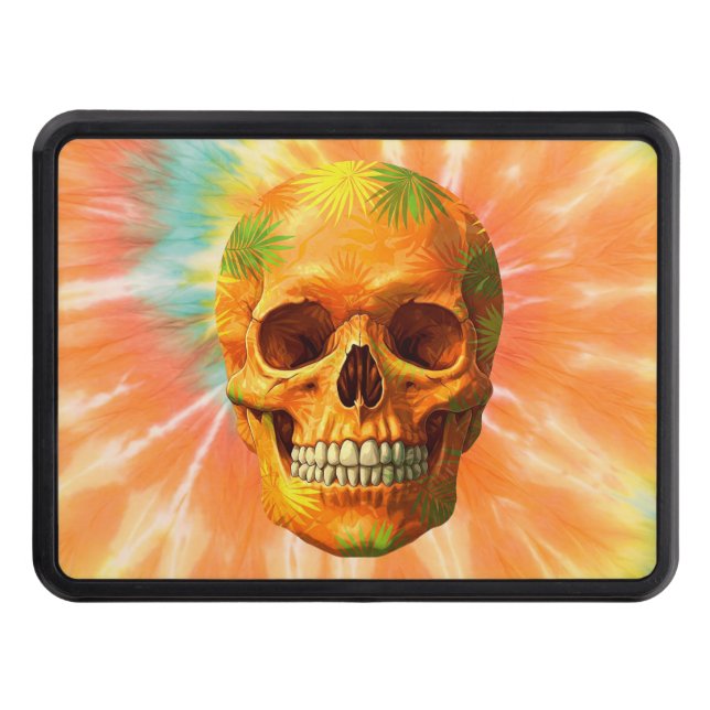 Psychedelic Skull Tie-Dye Trailer Hitch Cover Dragkroksskydd (Framsidan)