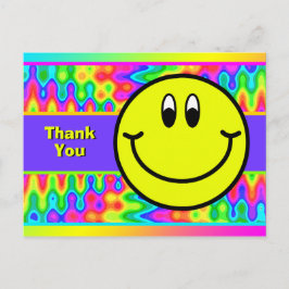Psychedelic Smiling Ansikte Emoji Tack vykort