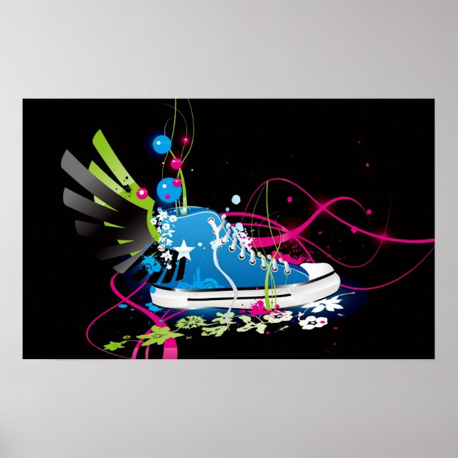 Psychedelic Sneaker Shoe Poster (Framsidan)