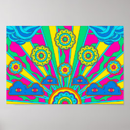 Psychedelic Sol, Clouds and Flowers Poster