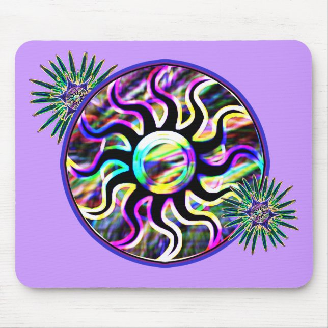Psychedelic sol och måne Mousepad Musmatta (Framsidan)