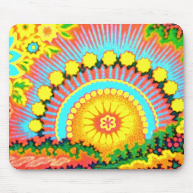 Psychedelic solnedgång60-talvintage Mousepad Musmatta (Framsidan)