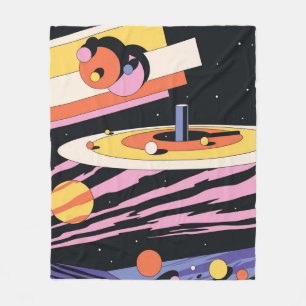 Psychedelic Space Abstrakt Illustration, Geometri Fleecefilt