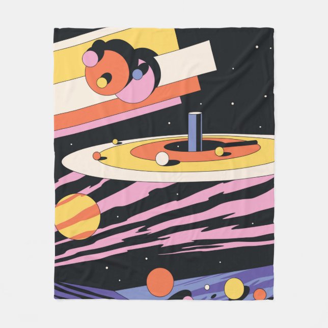 Psychedelic Space Abstrakt Illustration, Geometri Fleecefilt (Framsidan)