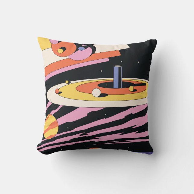 Psychedelic Space Abstrakt Illustration, Geometri Kudde (Framsida)