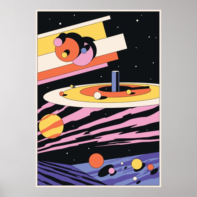 Psychedelic Space Abstrakt Illustration, Geometri Poster (Framsidan)