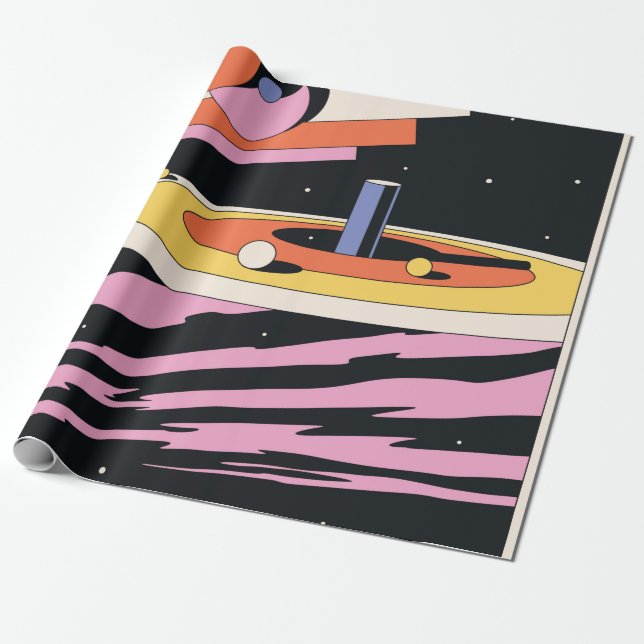 Psychedelic Space Abstrakt Illustration, Geometri Presentpapper (Utrullad)