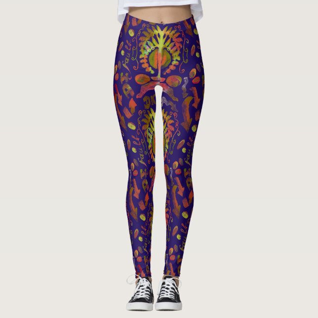 Psychedelic Spegel Symmetry Abstrakt Art Leggings (Framsida)