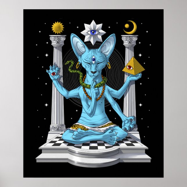Psychedelic Sphynx Cat Shiva Poster (Framsidan)