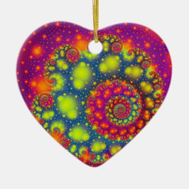 Psychedelic Spiral Neon Decorative Abstrakt Art Julgransprydnad Keramik